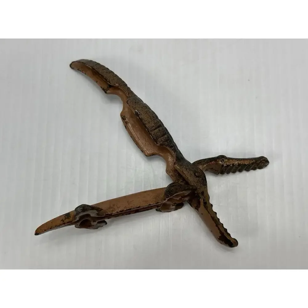 Antique Cold Painted Cast Iron‎ Alligator Crocodile Nut Cracker Patina